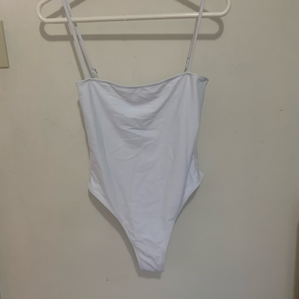 White straight neck bodysuit